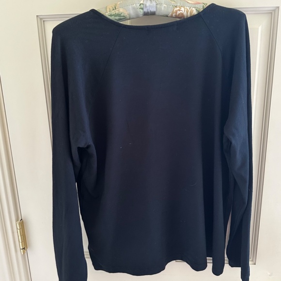 RALPH LAUREN BLACK V-NECK/JEWEL NECKLINE TOP-1X/EUC - Picture 4 of 6